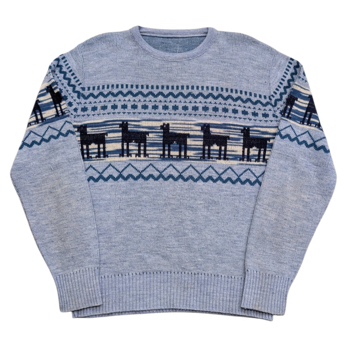 70s Alpaca Motif Knit Crewneck Sweater