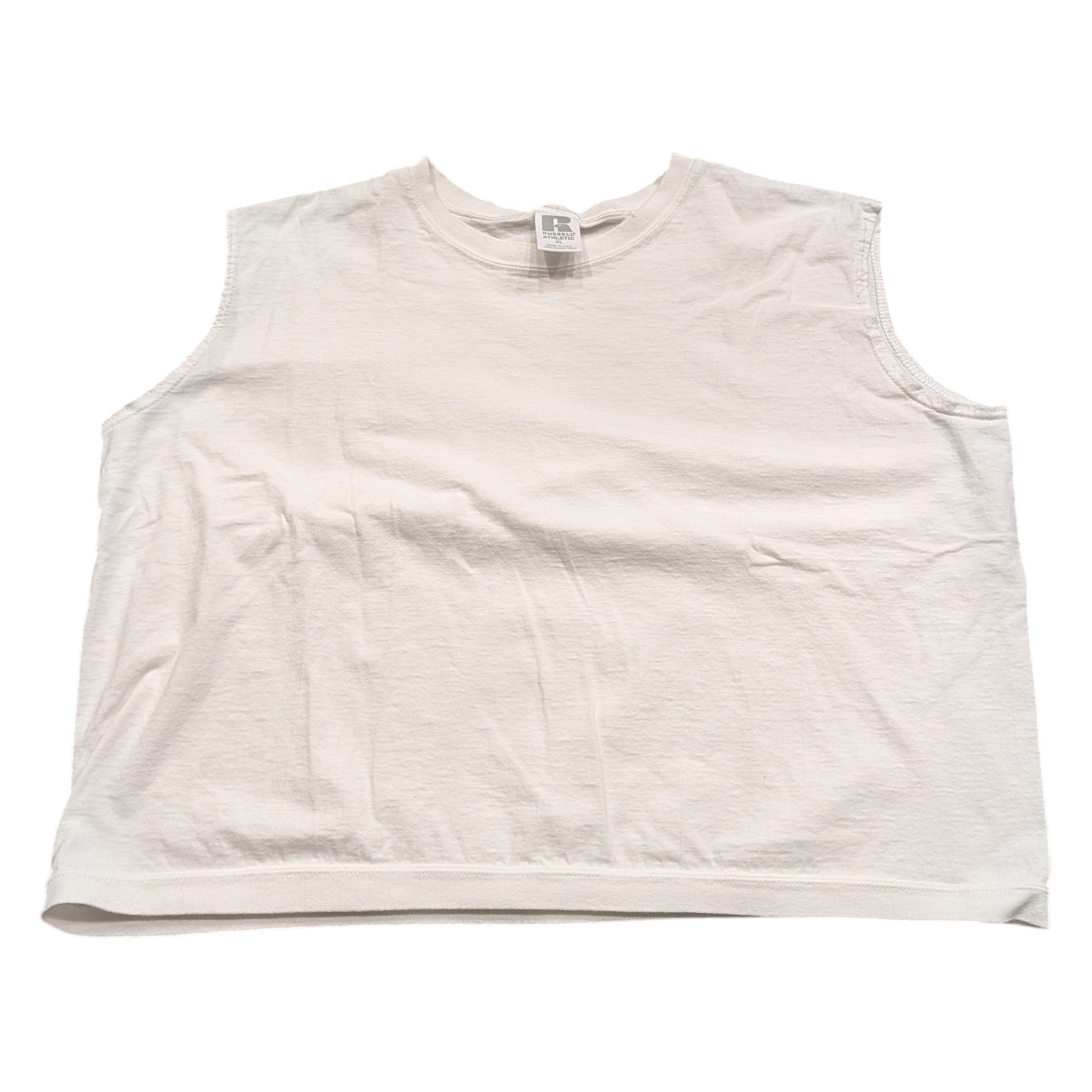 90's White Russell Athletic Sleeveless Cropped T Shirt
