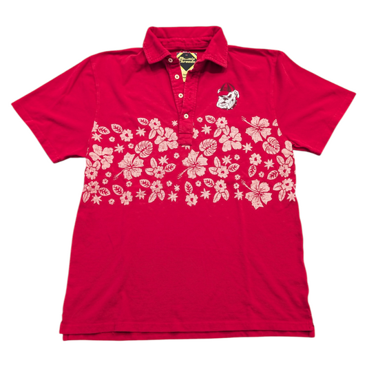 Mid 2000s Georgia Bulldogs Hawaiian Print Wrap Around Short-Sleeve Polo Shirt