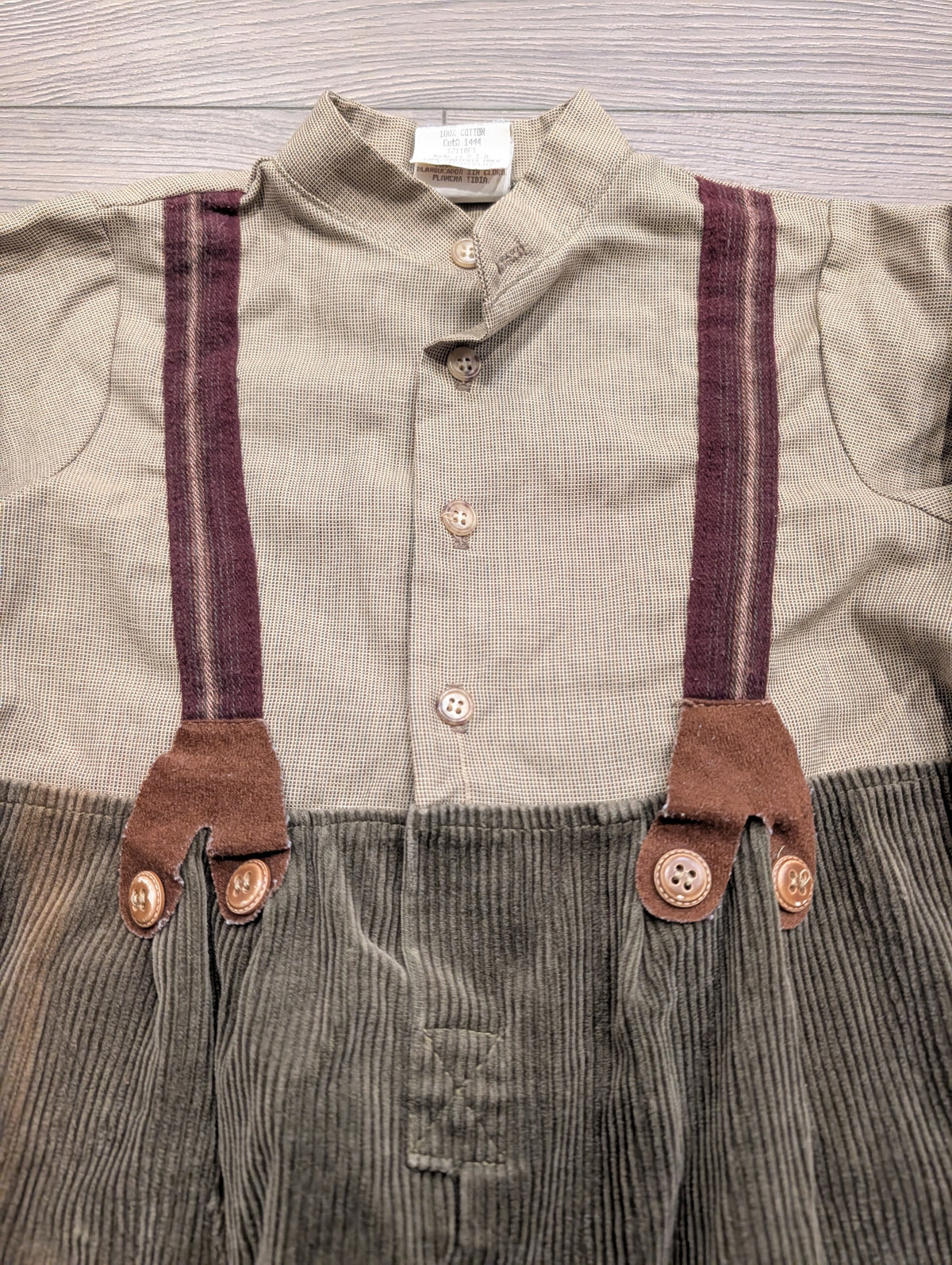 70s Youth One Piece Overalls with Dress Shirt and Trouser