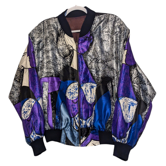 80s Pablo Picasso Satin AOP Full Zip Bomber jacket