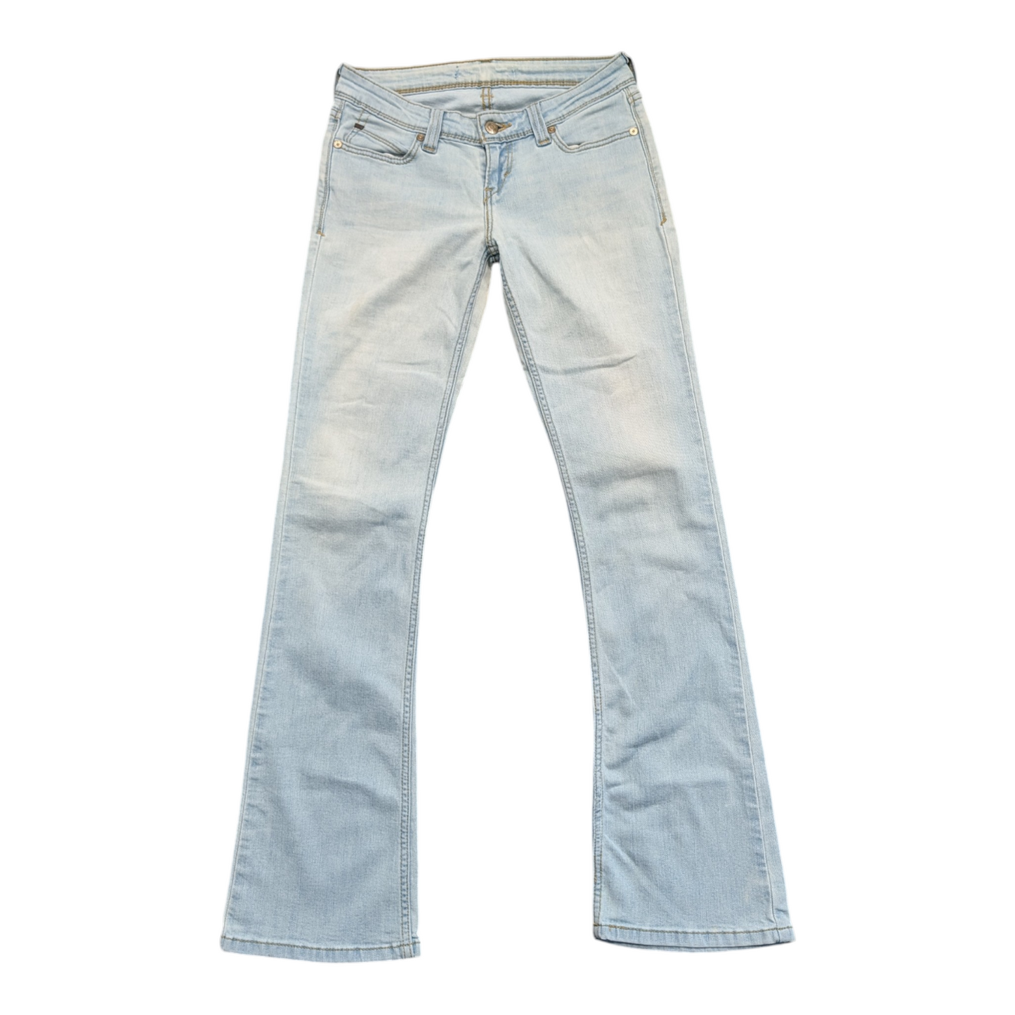 90's Women's Levi's Light Colored Stone Washed Slim Super Low-Rise Boot Cut Jeans