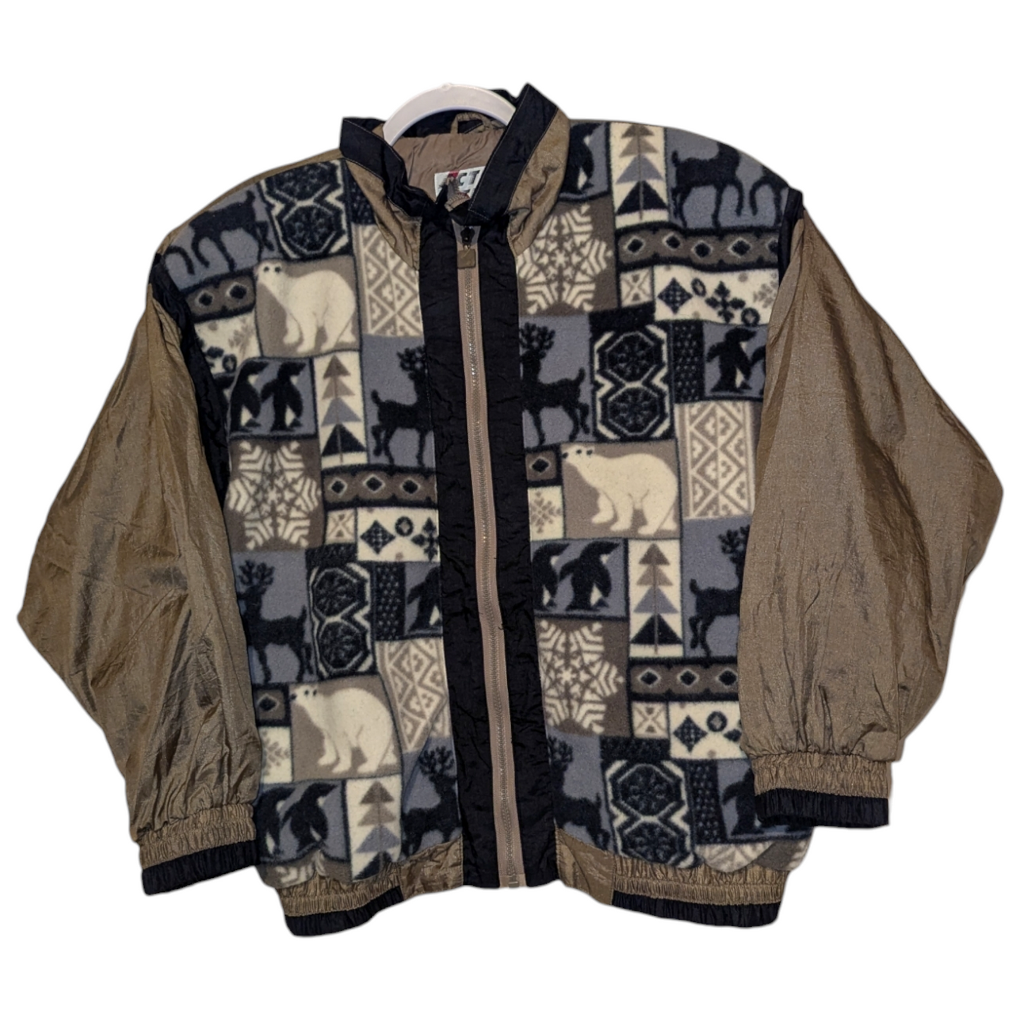 90s Winter Pattern Fleece Windbreaker Jacket