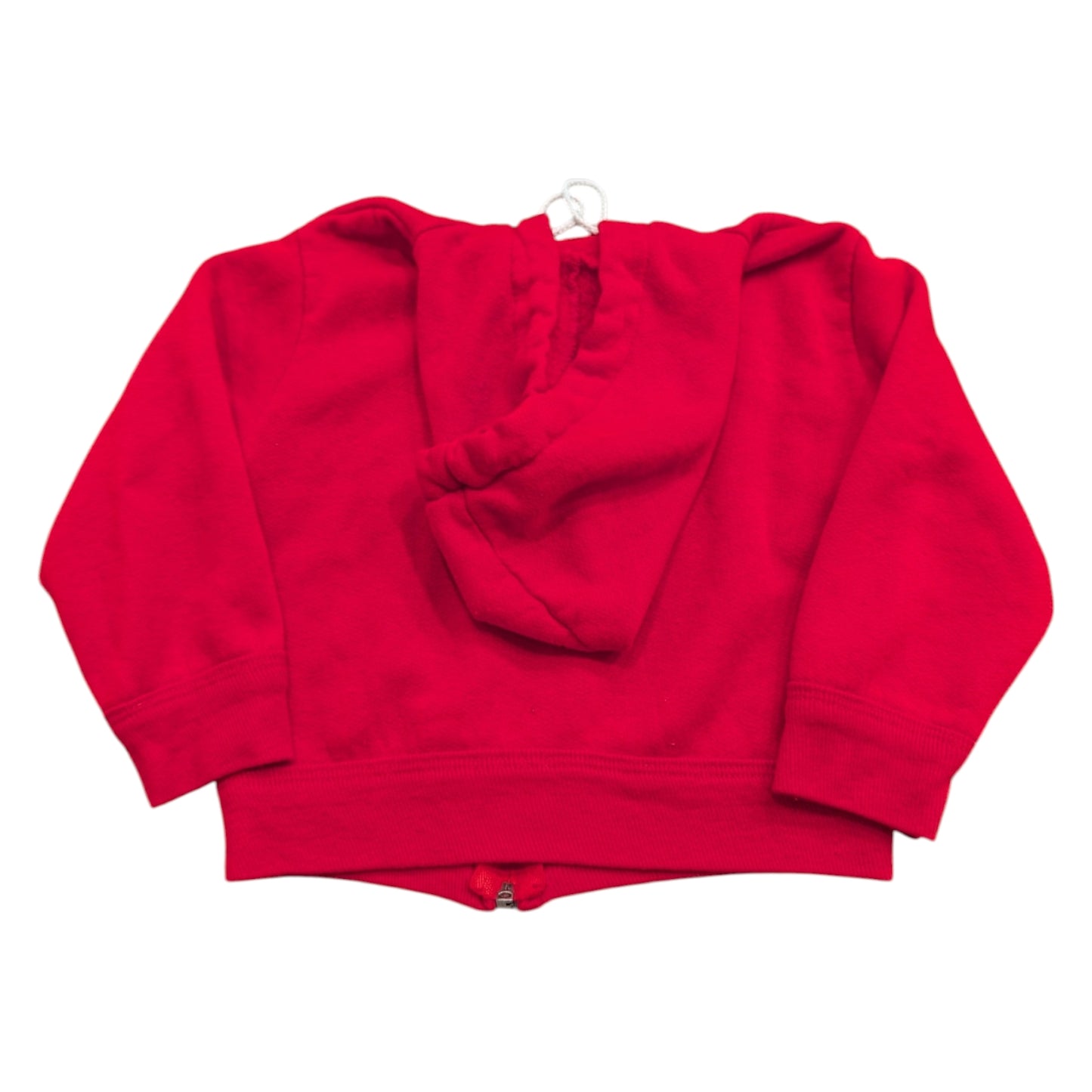 70s / 80s Youth Solid Red Hooded Full Zip Sweatshirt