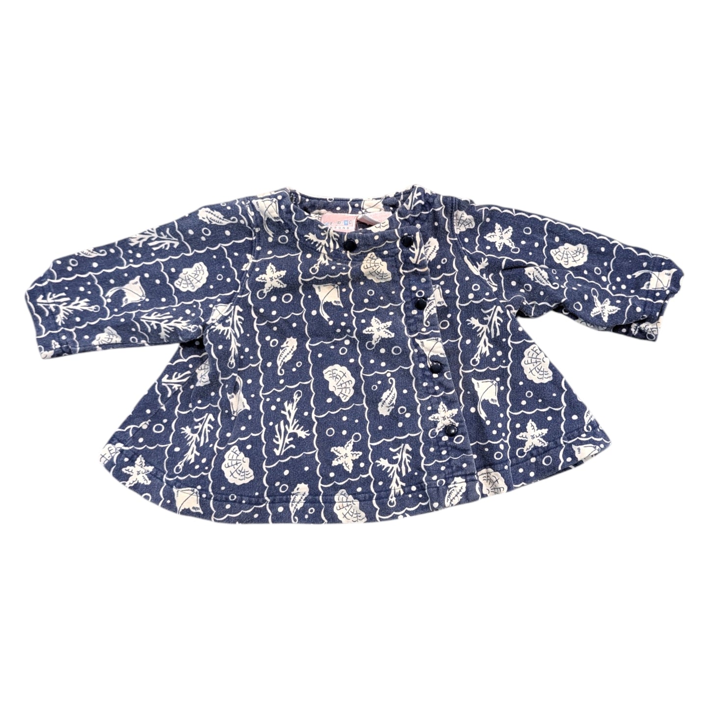 80s/90s Youth AOP Sea Life Sailor Style Button-up Shirt