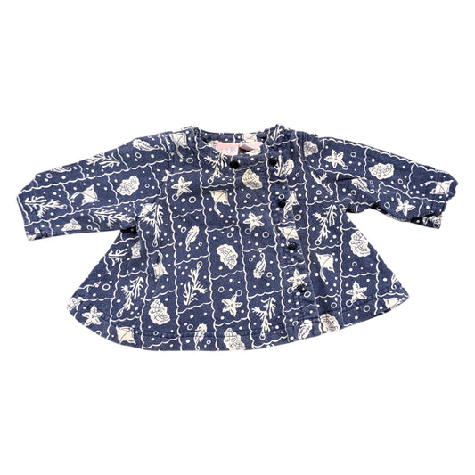 80s/90s Youth AOP Sea Life Sailor Style Button-up Shirt