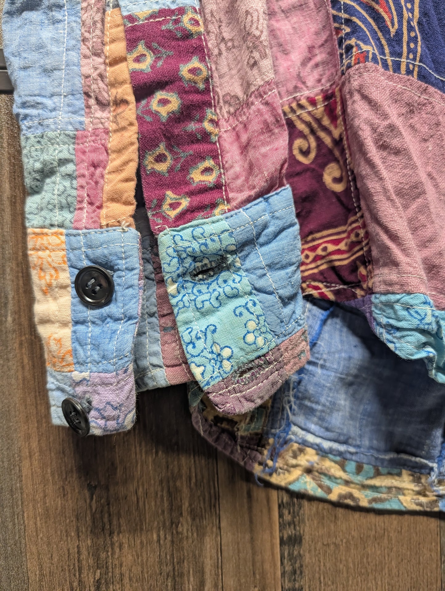 90s Unique Quilted Patchwork Design Button Up Shirt