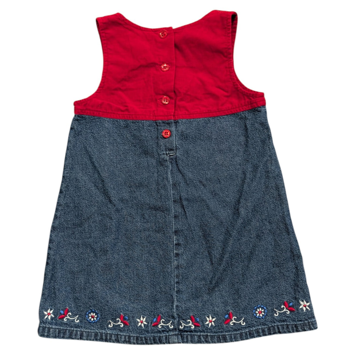 90s Youth Colorblock Denim and Corduroy Jumper Dress