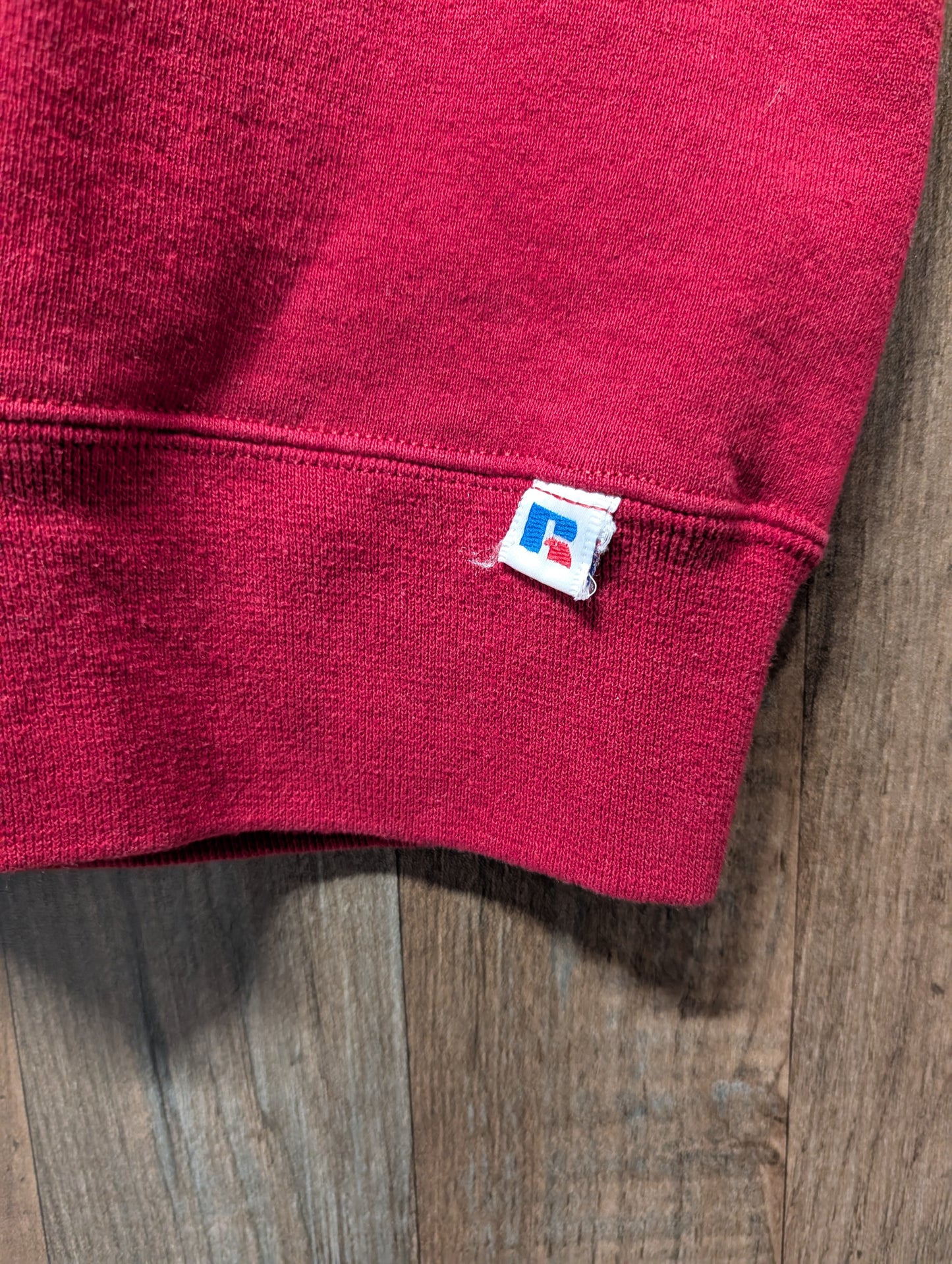 90s Red Flower Embroidered Fall Granny Crewneck Sweatshirt