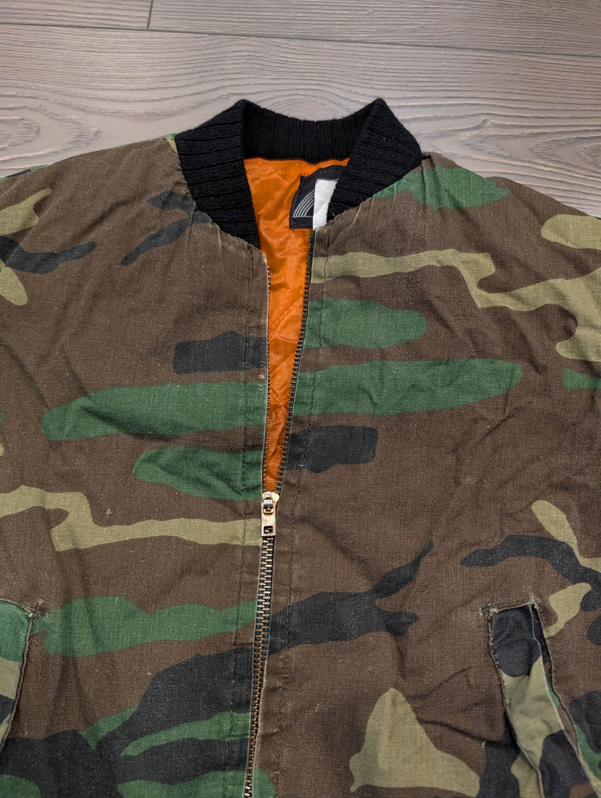 80s Youth Camo Puffy Bomber Jacket