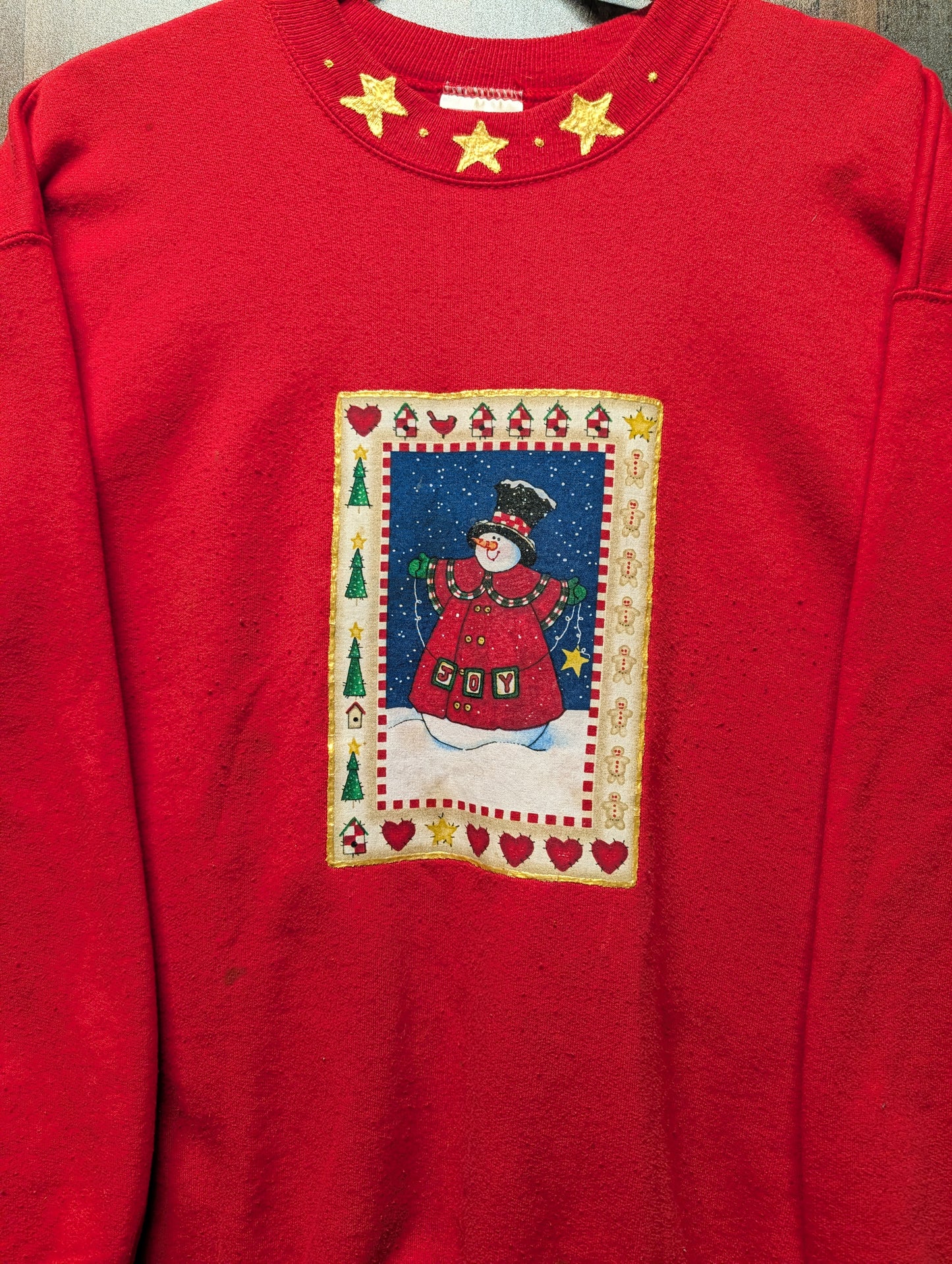 90s Christmas Snowman patch crewneck sweatshirt