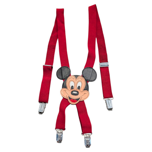 80s Youth Leather Mickey Mouse Face Suspenders
