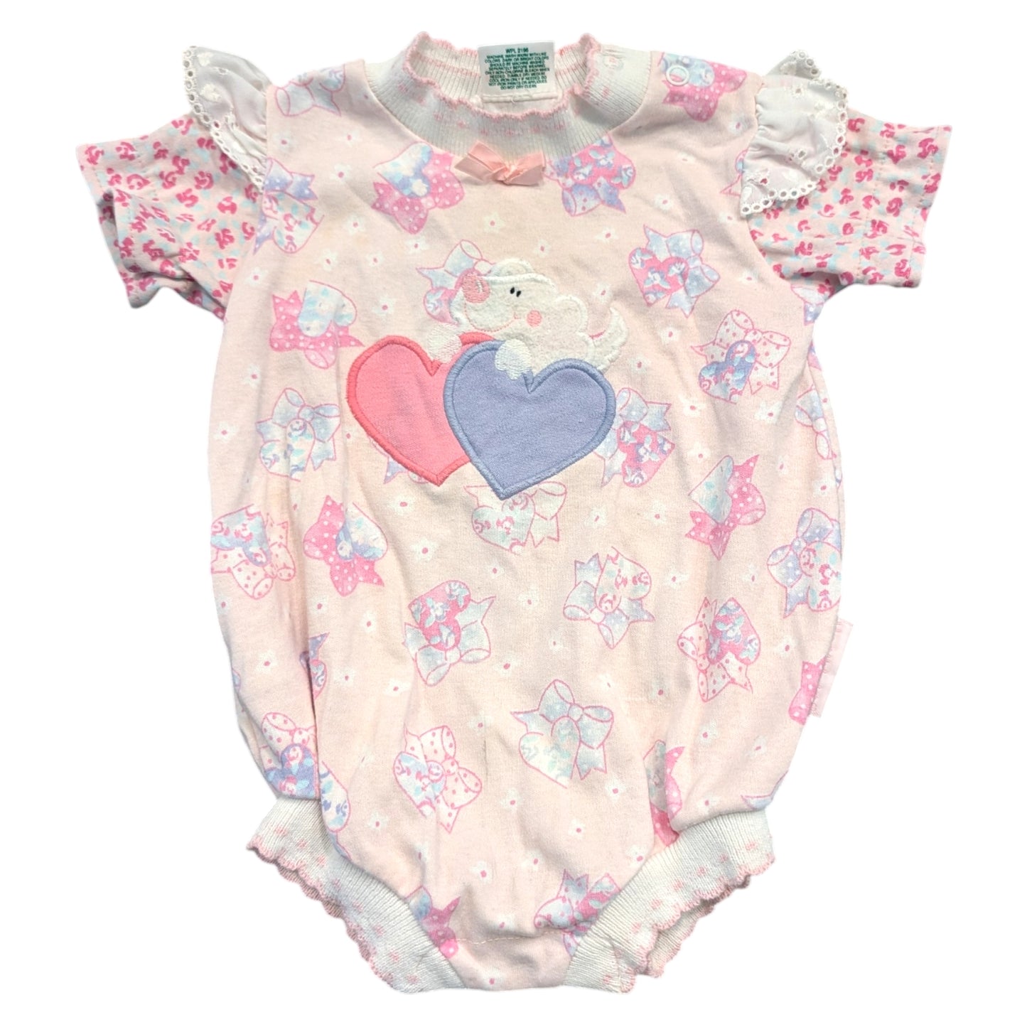 90s Youth Health-tex Puppy and Hearts One Piece