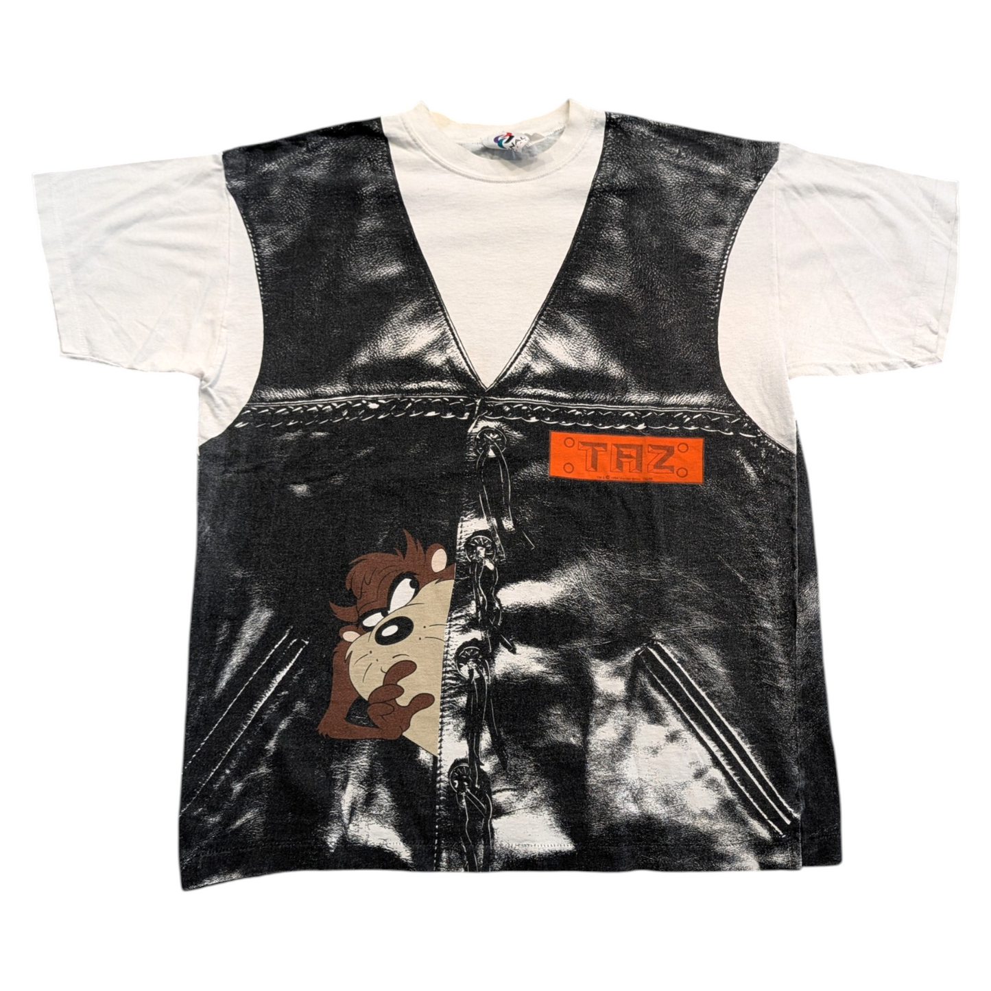 1994 AOP Tazmanian Devil Biker Vest Large Graphics Short sleeve T shirt