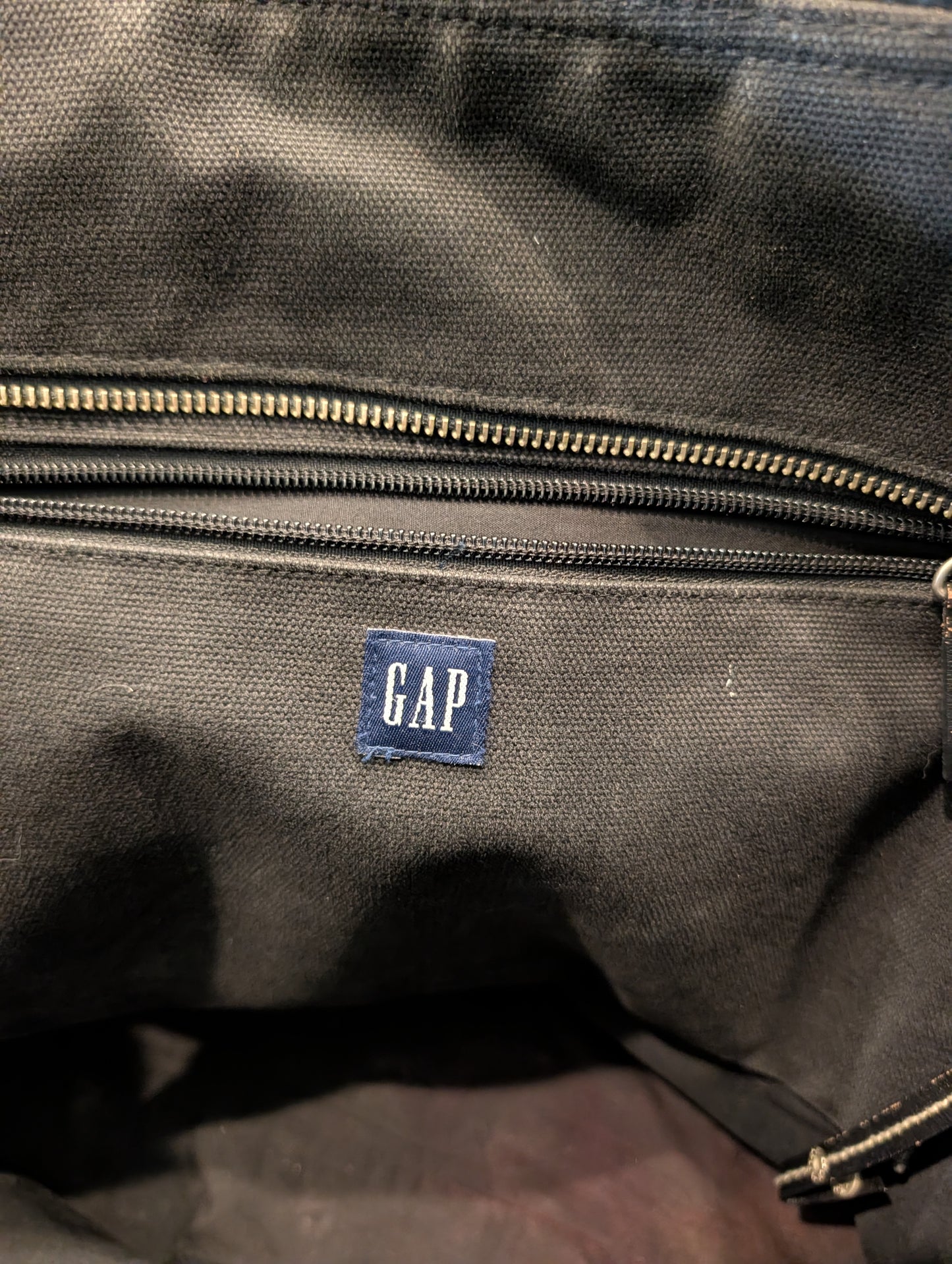 Y2K Gap Leather Strap Canvas Tote Bag