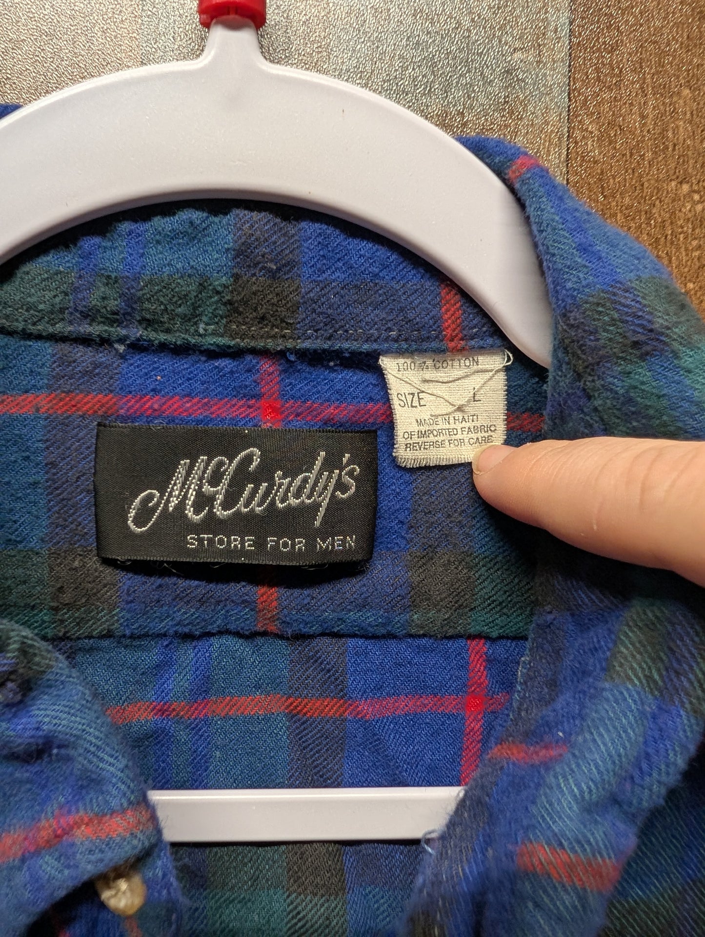 90s McCurdy's Green Blue Flannel Button Up Shirt