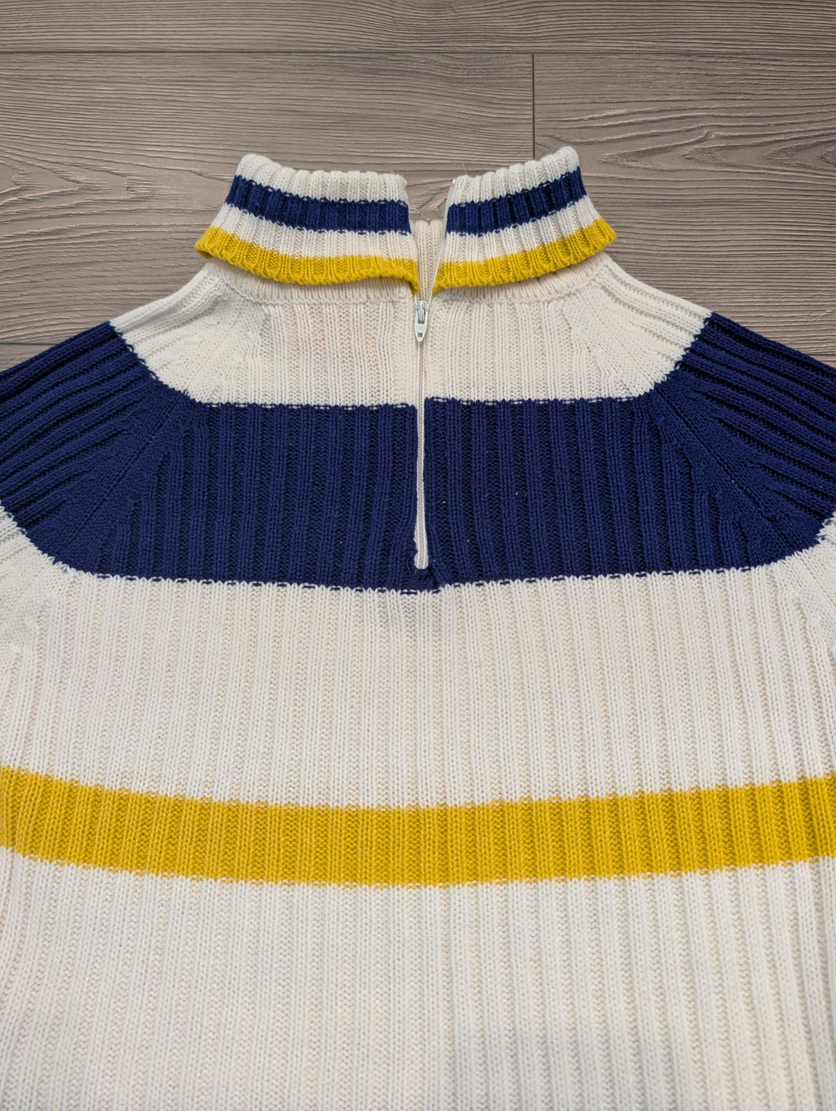 70s Striped Quarter-Zip Acrylic Knit Sweater
