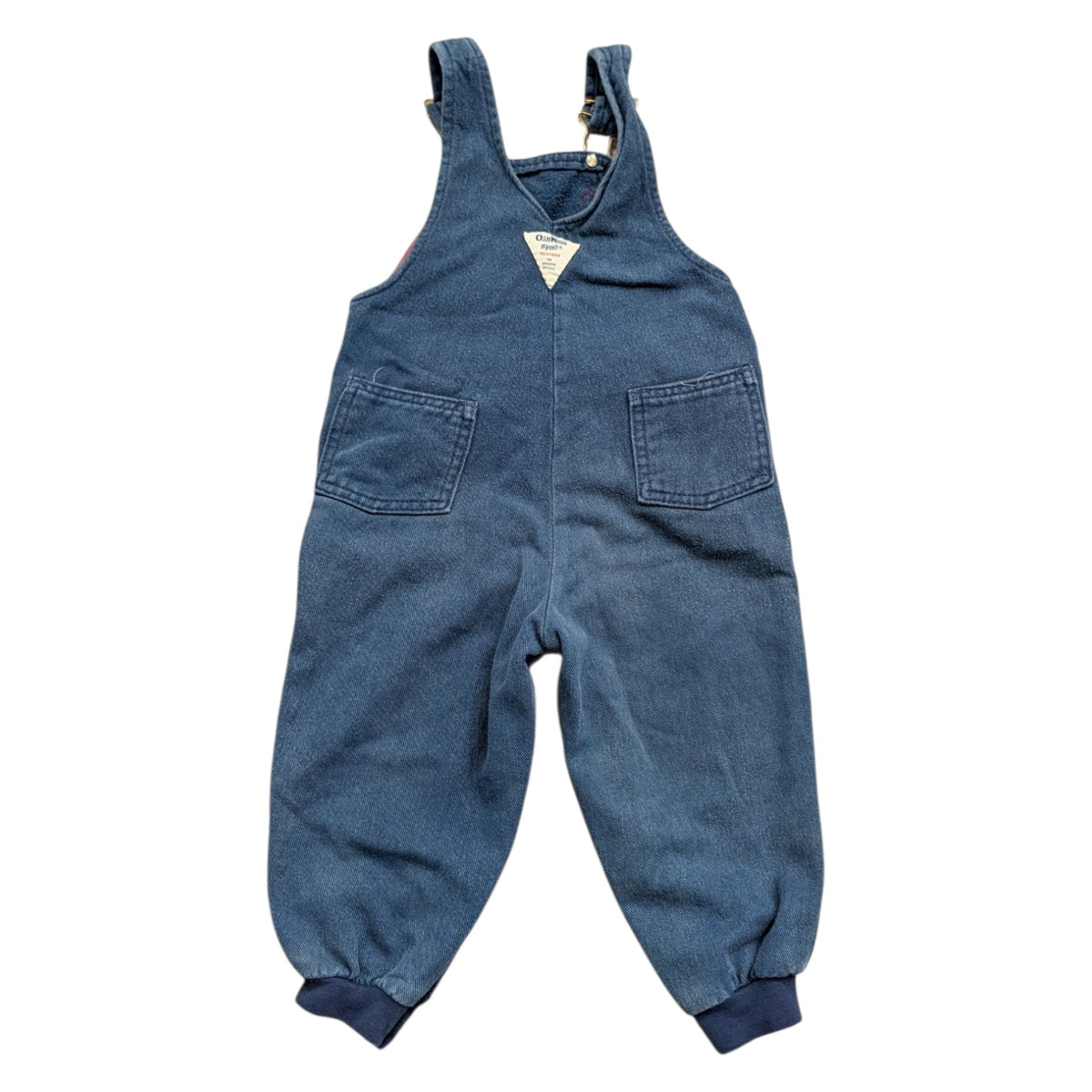 90s Youth OshKosh Plaid Accent Denim Overalls