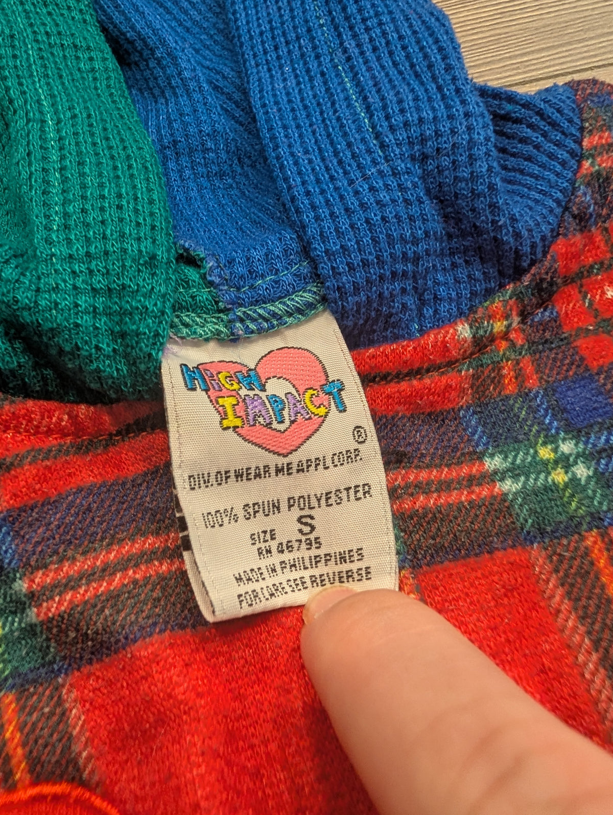 80s/90s Youth Plaid Flannel and Thermal Hooded Button-Up Shirt