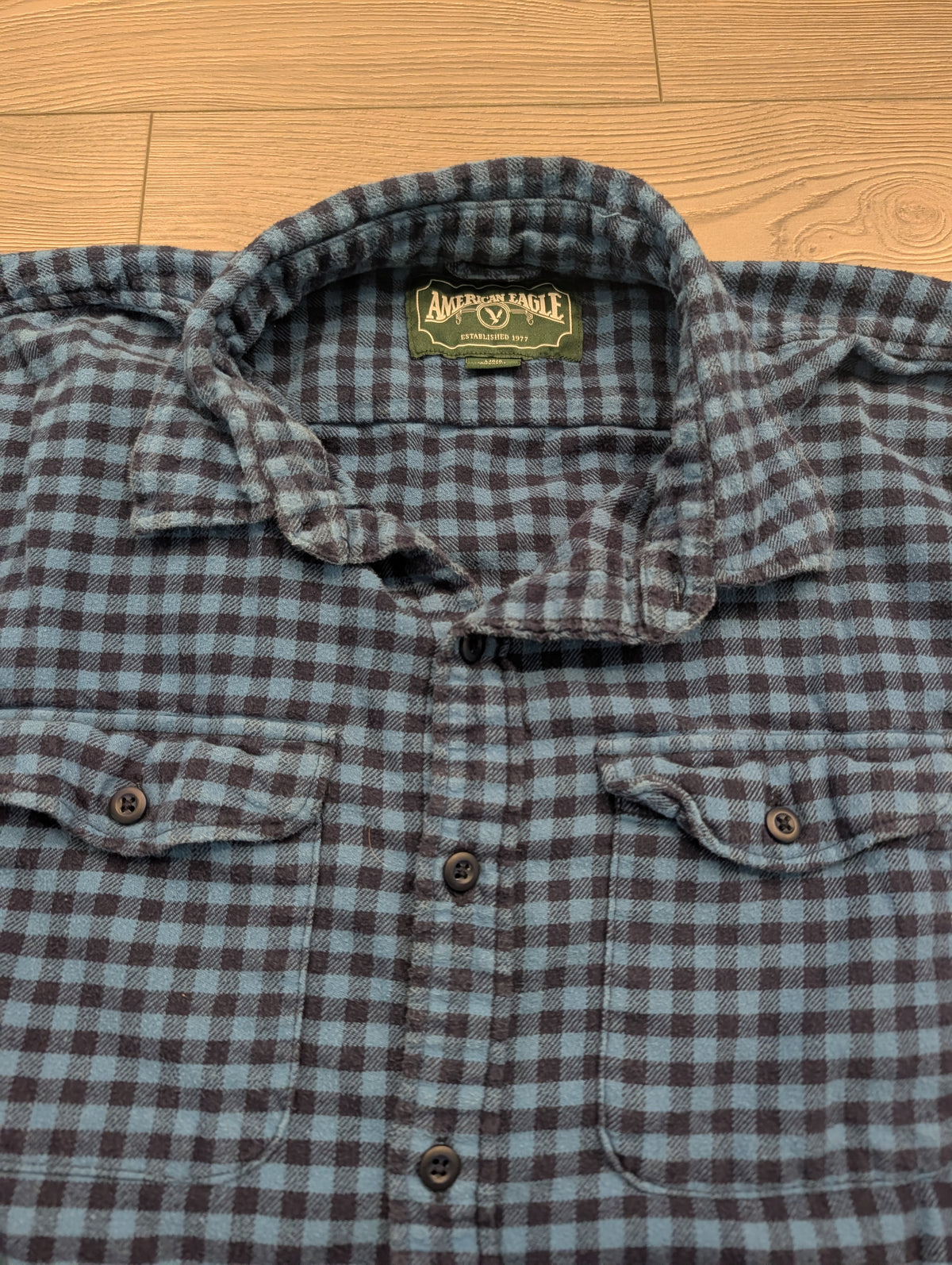 Y2K American Eagle Blue Checkered Flannel Shirt