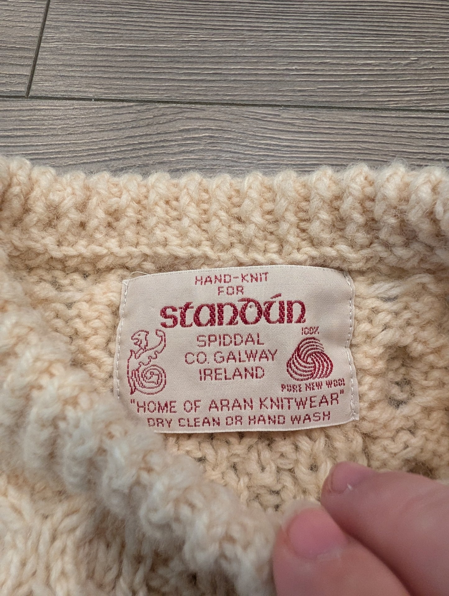 90s Youth Cream Colored Ireland Hand Knit Wool Sweater