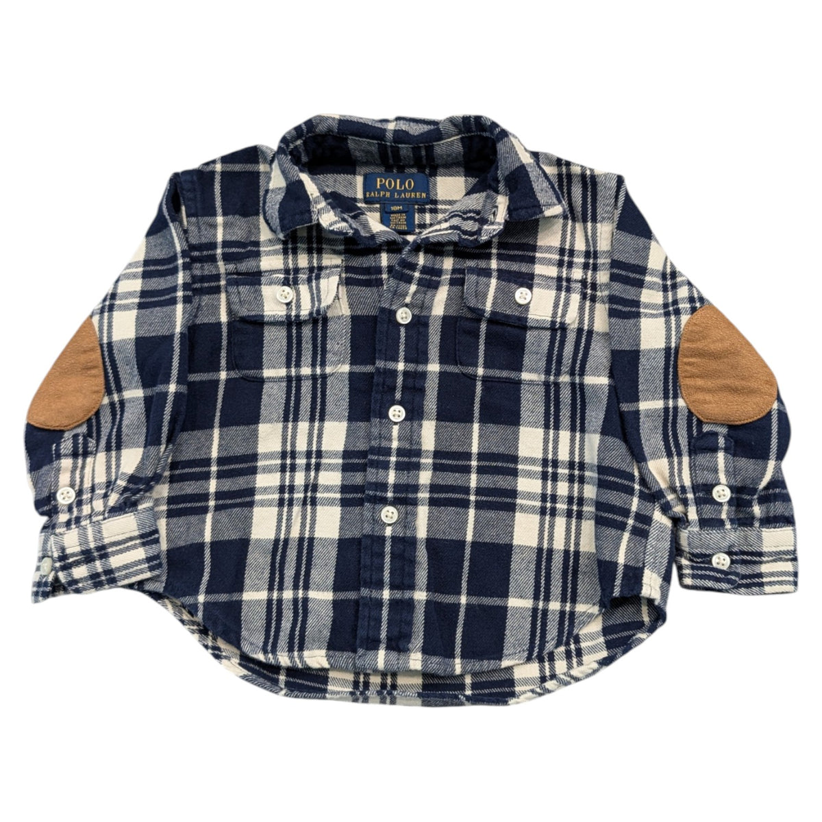 Y2K Youth Polo Ralph Lauren Button-Up Flannel Shirt with Soft Elbow Patches