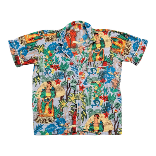 90's AOP Tropical Art Short-sleeve Button-up shirt