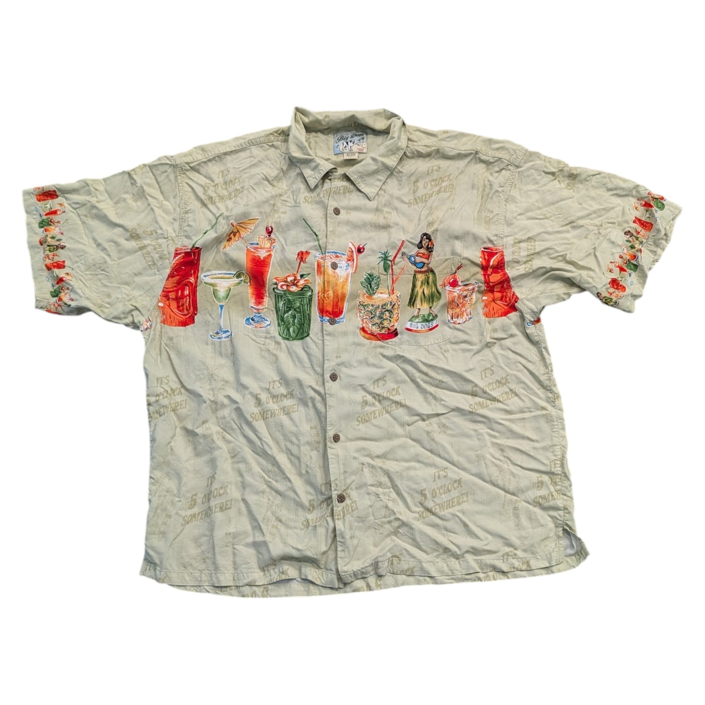 It's 5 O'clock Somewhere AOP Big Dogs Button Up Shirt