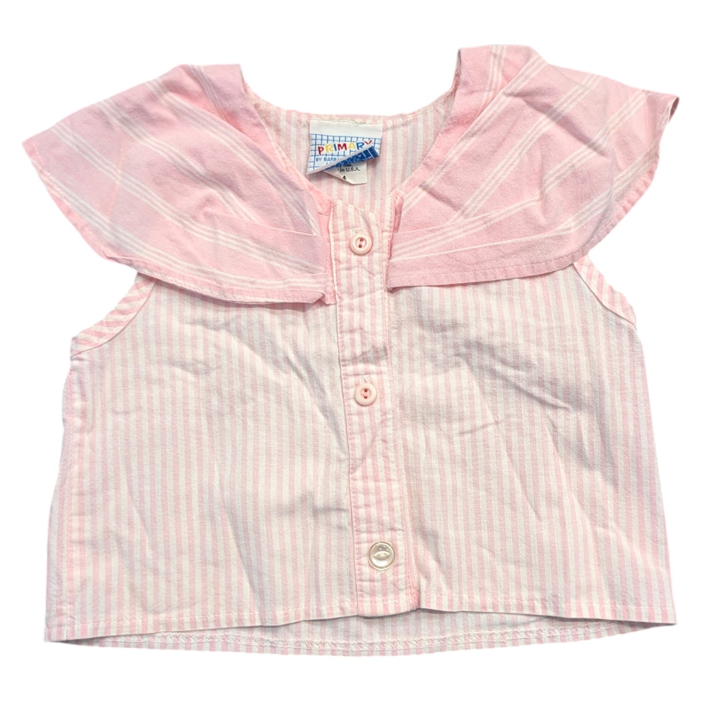 80s/90s Youth Pink and White Striped Sleeveless Top