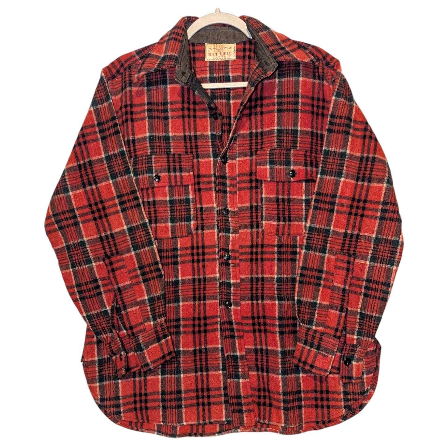 Vintage 1950s Bilt-Well Red and Black Flannel Field Shirt