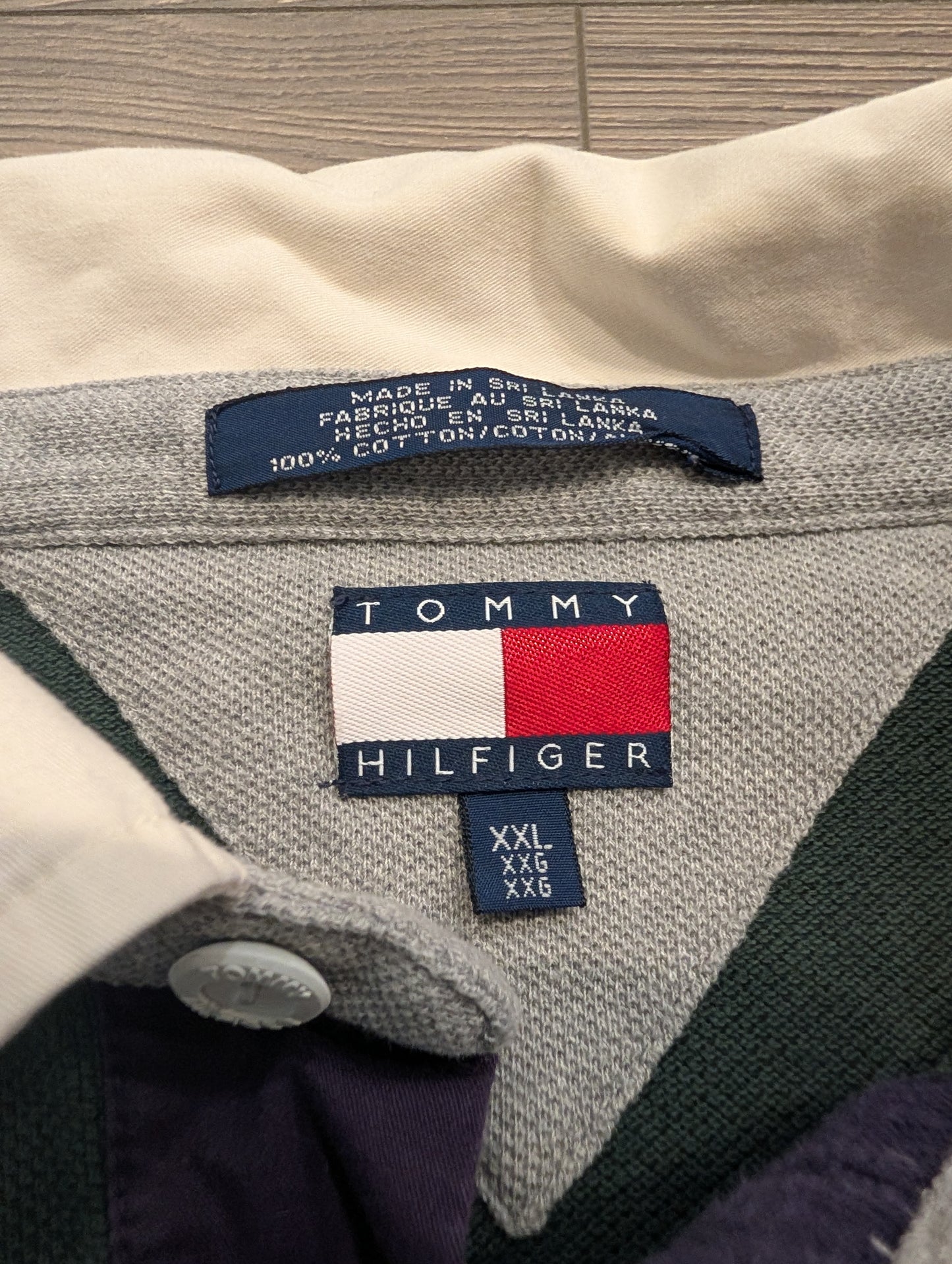 90s Tommy Hilfiger Textured Block Colored Long Sleeve Polo Shirt