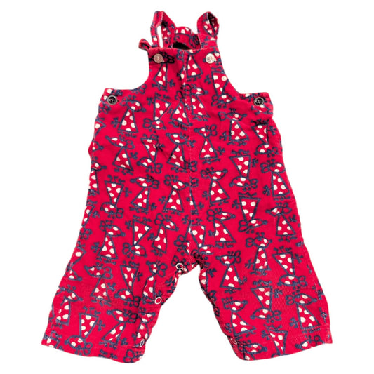 90s Youth Red Corduroy With AOP Polka-Dotted Toy Mouse Overalls