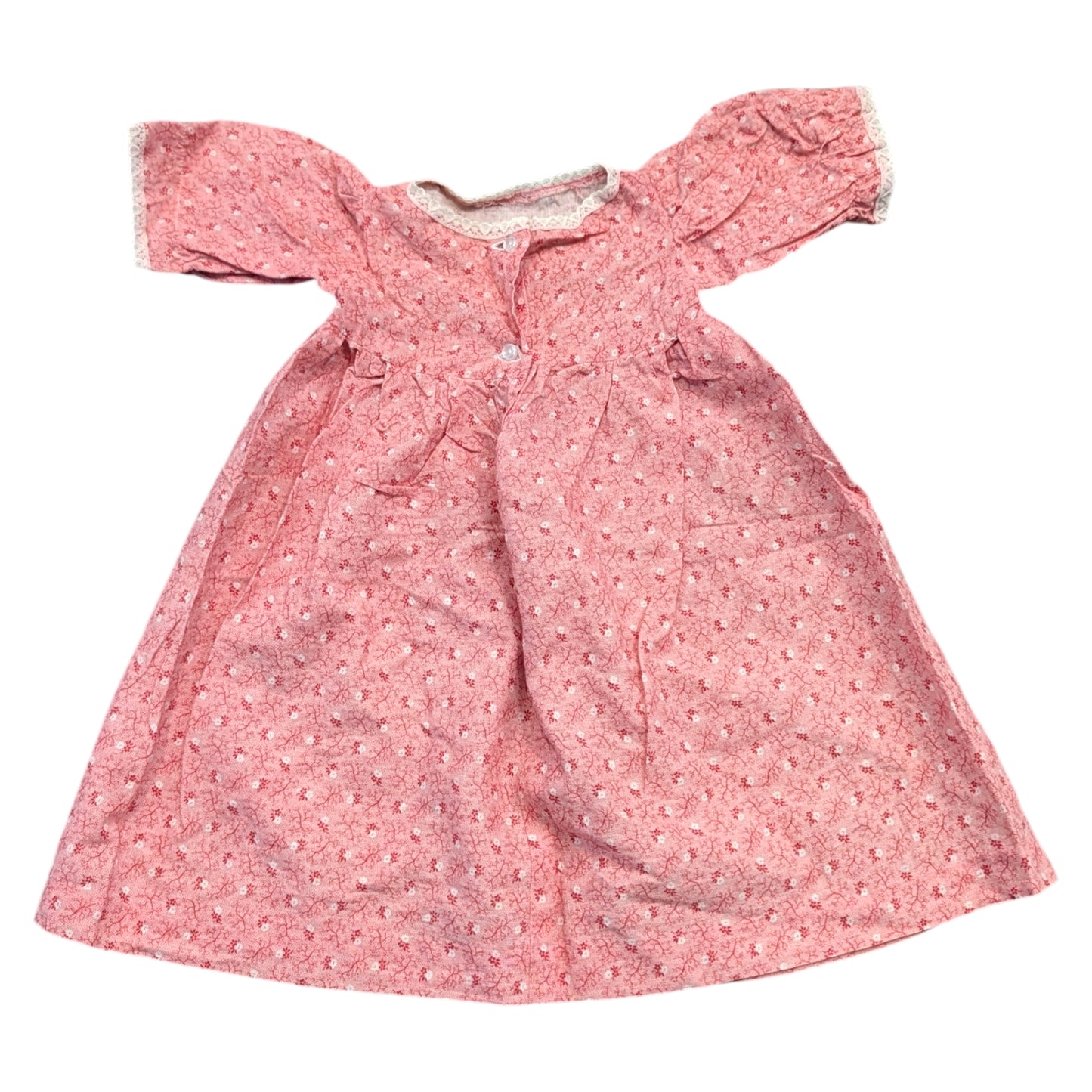 70s/80s Youth AOP Red and White Flower Peasant Dress
