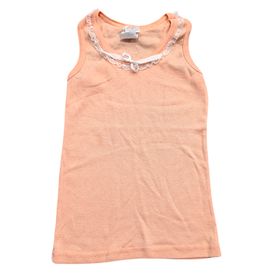 90s Youth Fitted Knit Lace Trimmed Neckline Tank Top