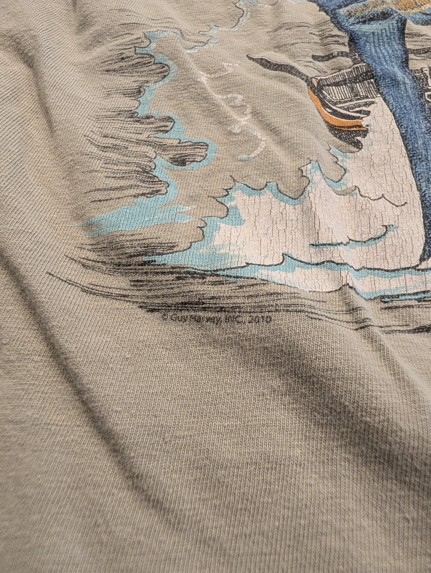 2010 Guy Harvey SwordFish and Fisherman in Row Boat Short Sleeve T shirt