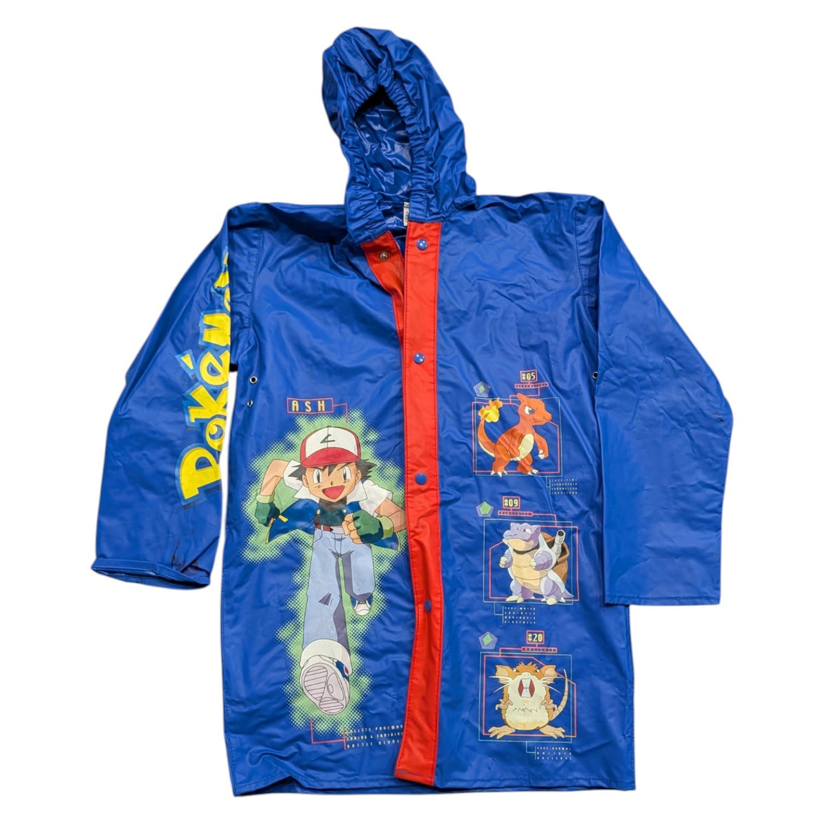 1999 Youth Pokémon Graphic of Ash, Charmeleon, Blastoise and Raticate Raincoat