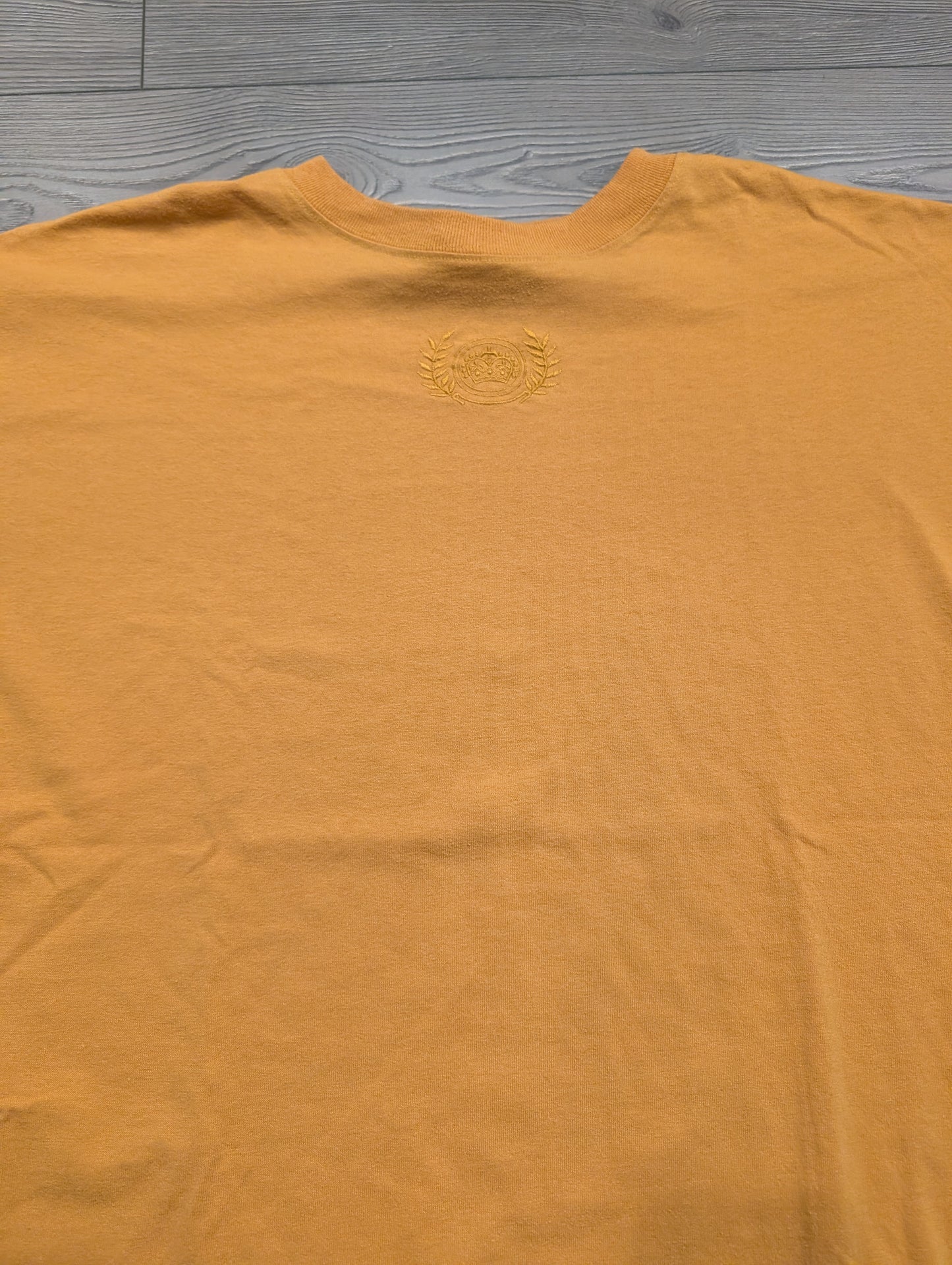 80s/90s Solid Yellow High Neck with Embroidered Royal Crown Logo T shirt