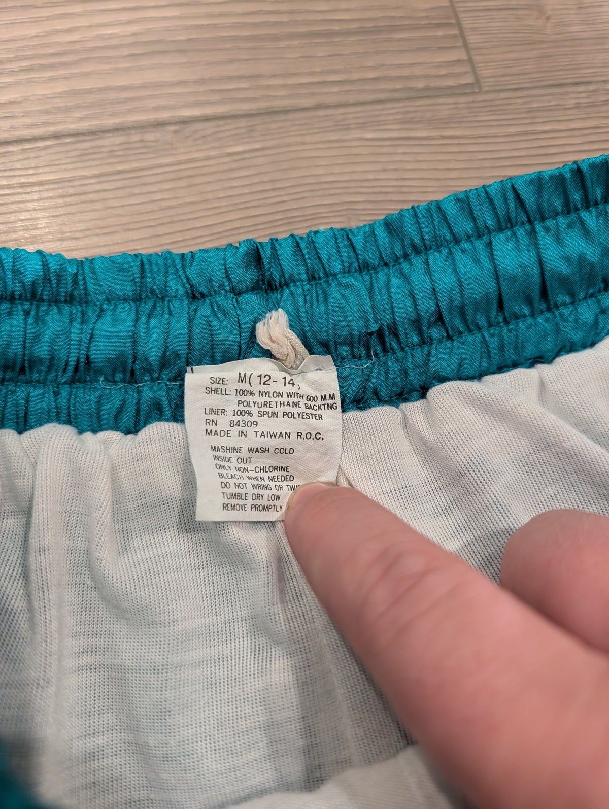 90s Youth Teal Running Pants with Color Block Leg Pants