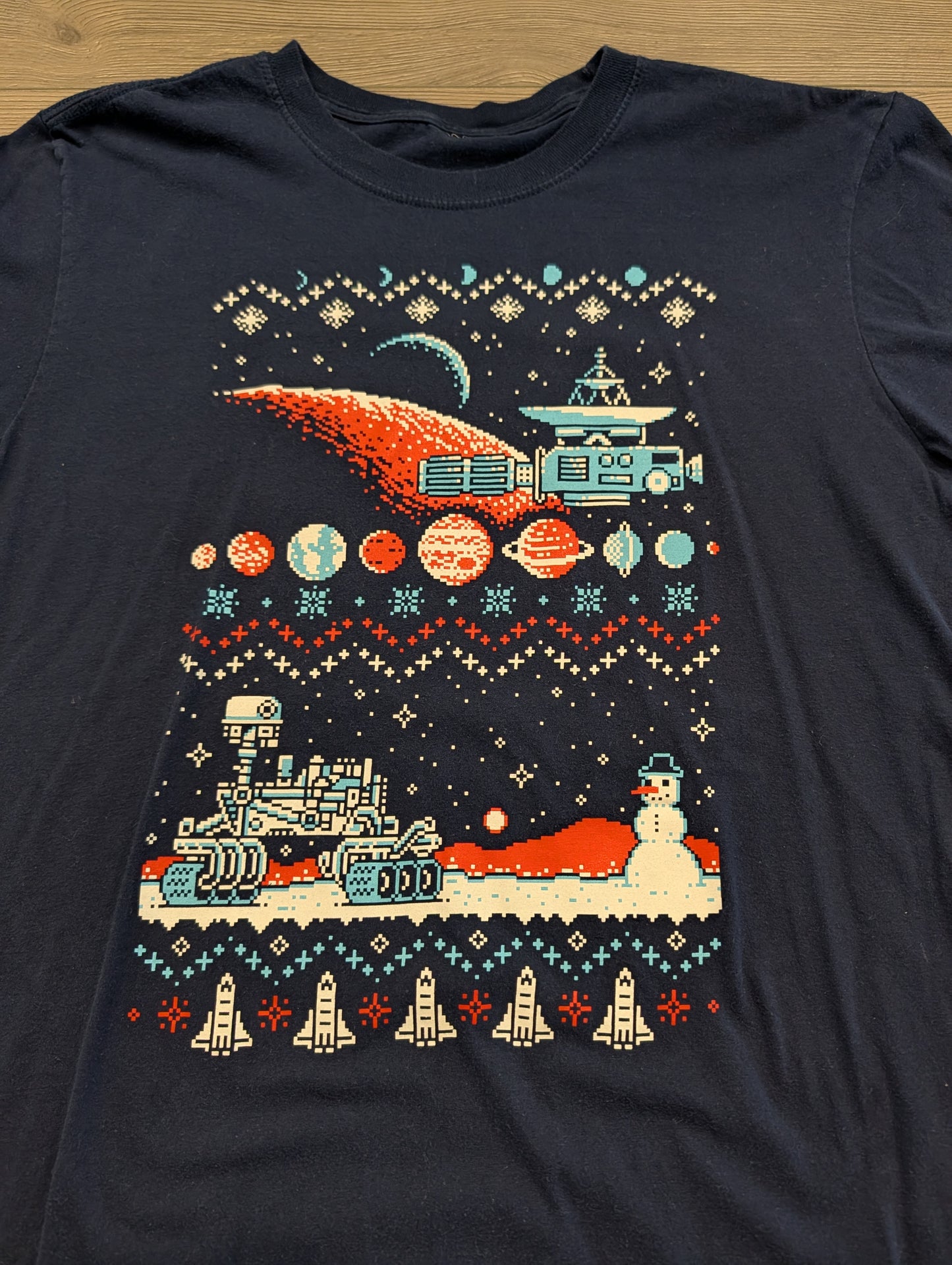 Y2K 8 Bit Winter Space Scene Graphic T shirt