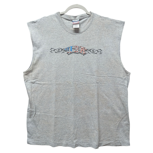 Y2K USA Tribal Design Cut-off Tank Top