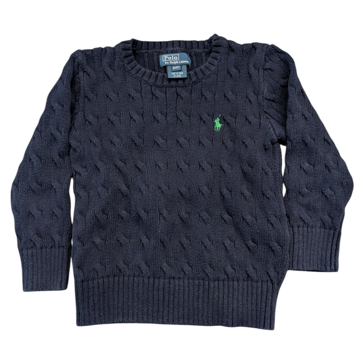 Youth Polo By Ralph Lauren Navy Cable Knit Crewneck Sweater