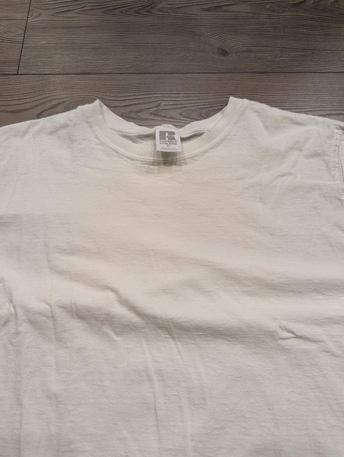 90's White Russell Athletic Sleeveless Cropped T Shirt