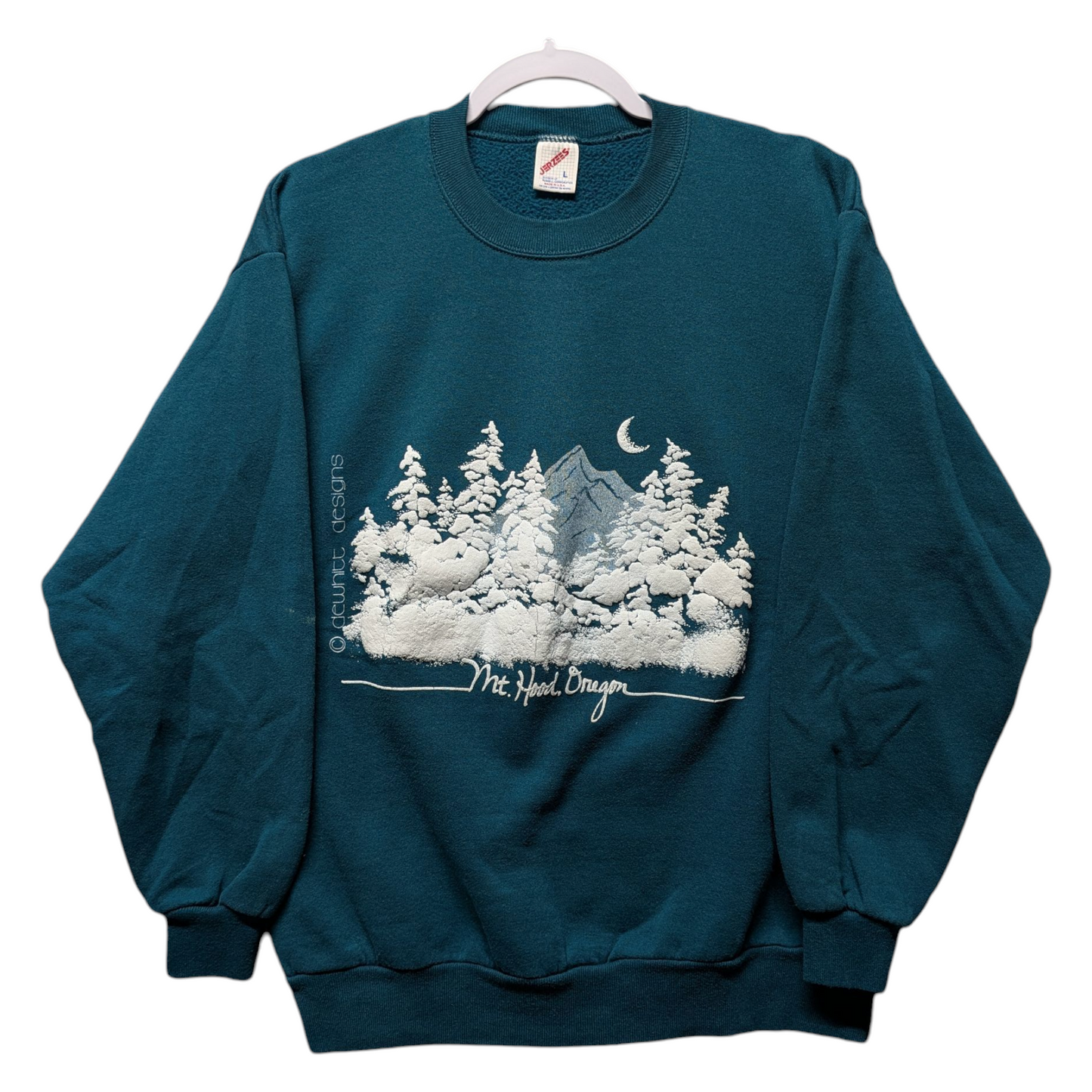 90s Mt. Hood Oregon Winter Mountain Scene Crewneck Sweatshirt