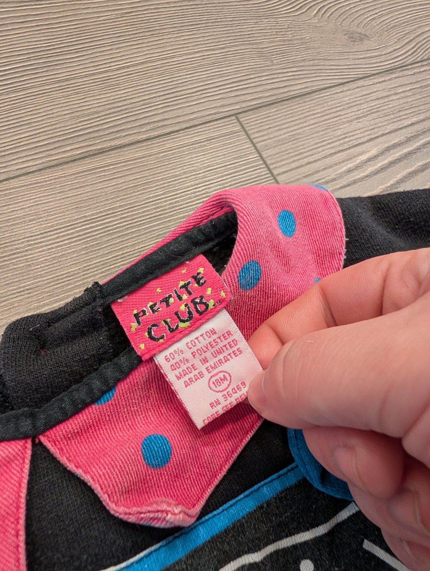 80's/90's Pink Polka Dot Denim Collared Girl Friends Sweatshirt