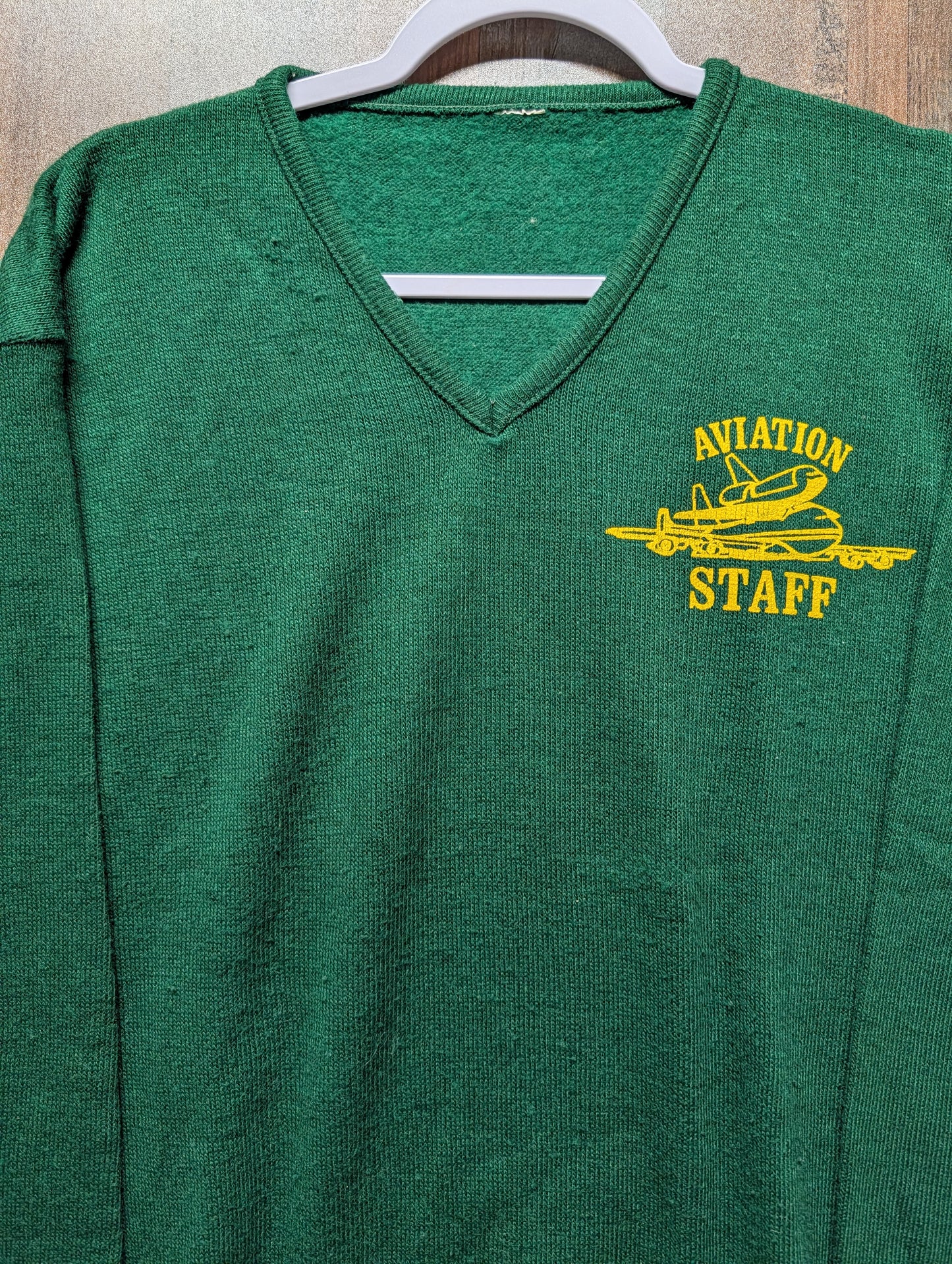 70s Aviation High School Staff V Neck Sweater