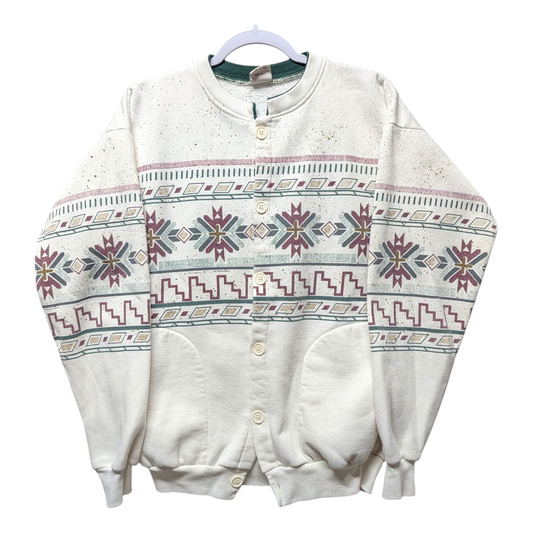 90s Winter Snowflake Granny Cardigan Sweater