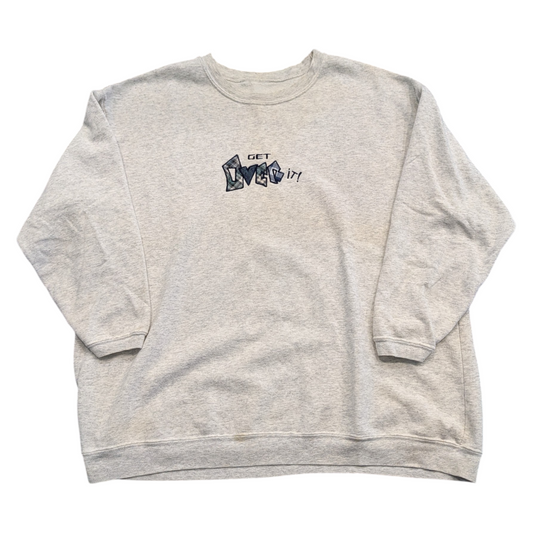 90s Get Over It Plaid Embroidered Crewneck Sweatshirt