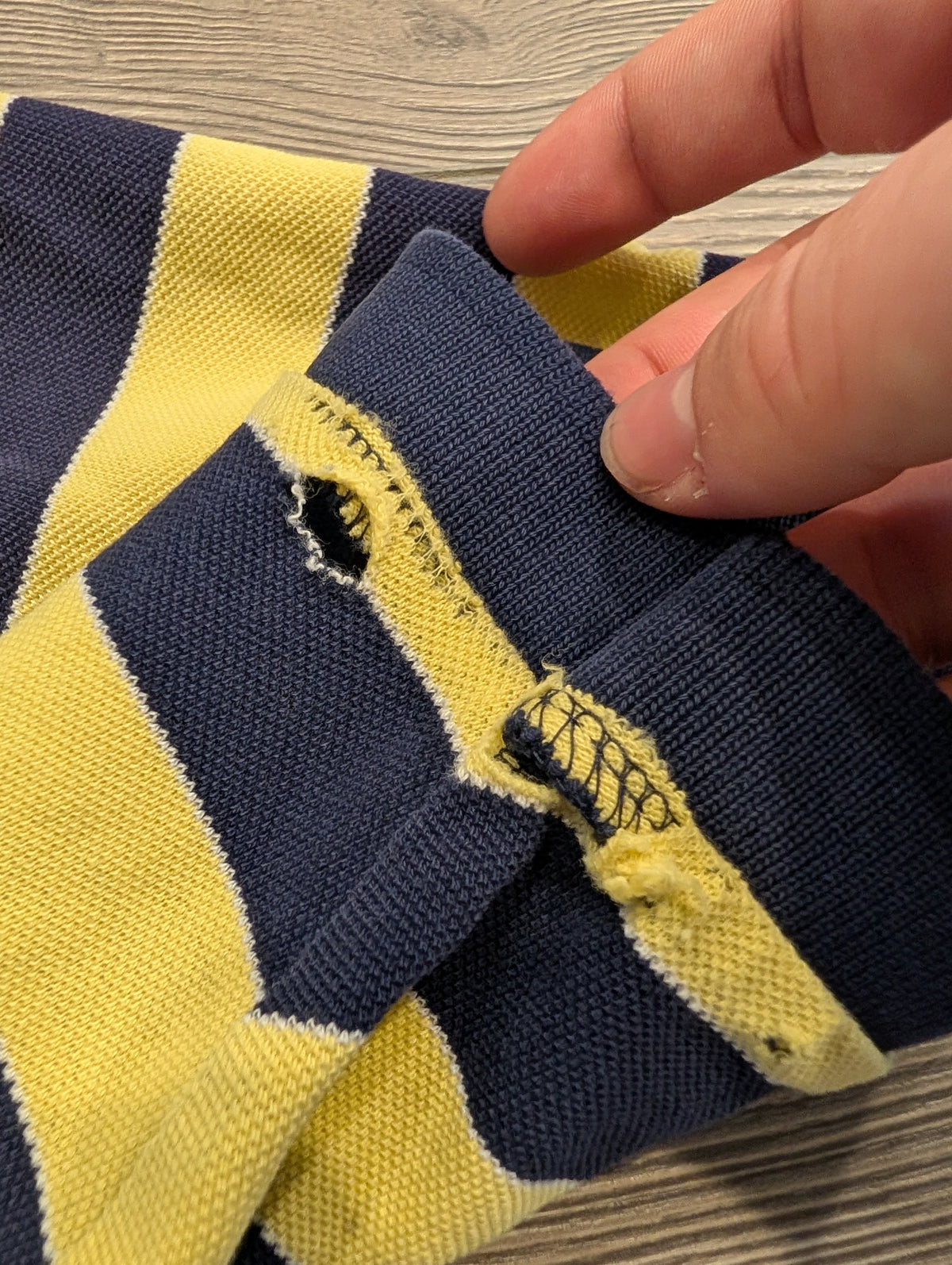 90s Ralph Lauren Polo Golf Yellow and Navy Striped Short-Sleeve Shirt