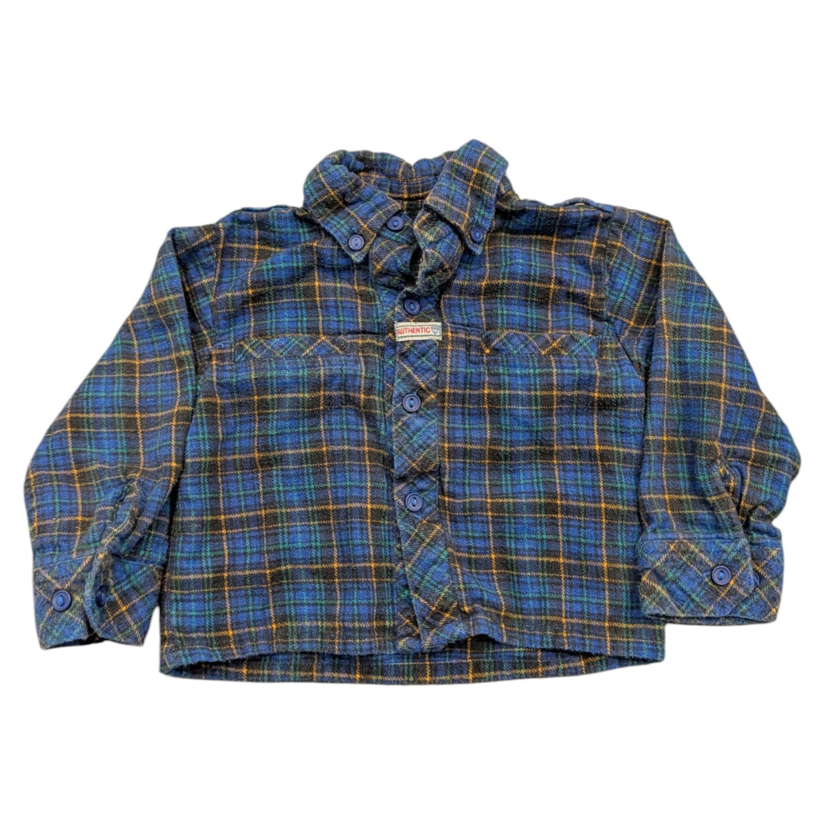 90s Youth Plaid Flannel Button-up Shirt