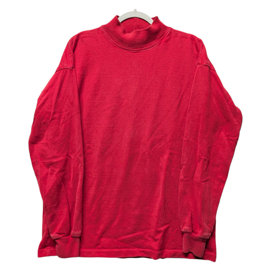 90s Red LL Bean Mock Neck Long Sleeve Shirt